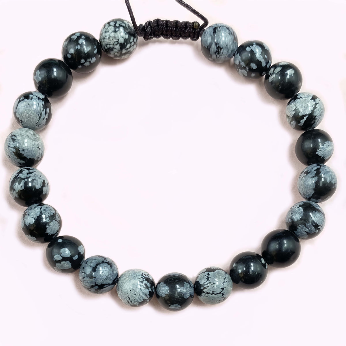 Snowflake Obsidian and Tigers Eye Crystal Bracelet – 8mm Beaded Protection Bracelet for Women, 7.5 Inch Handmade Protection Jewelry Gift for Women