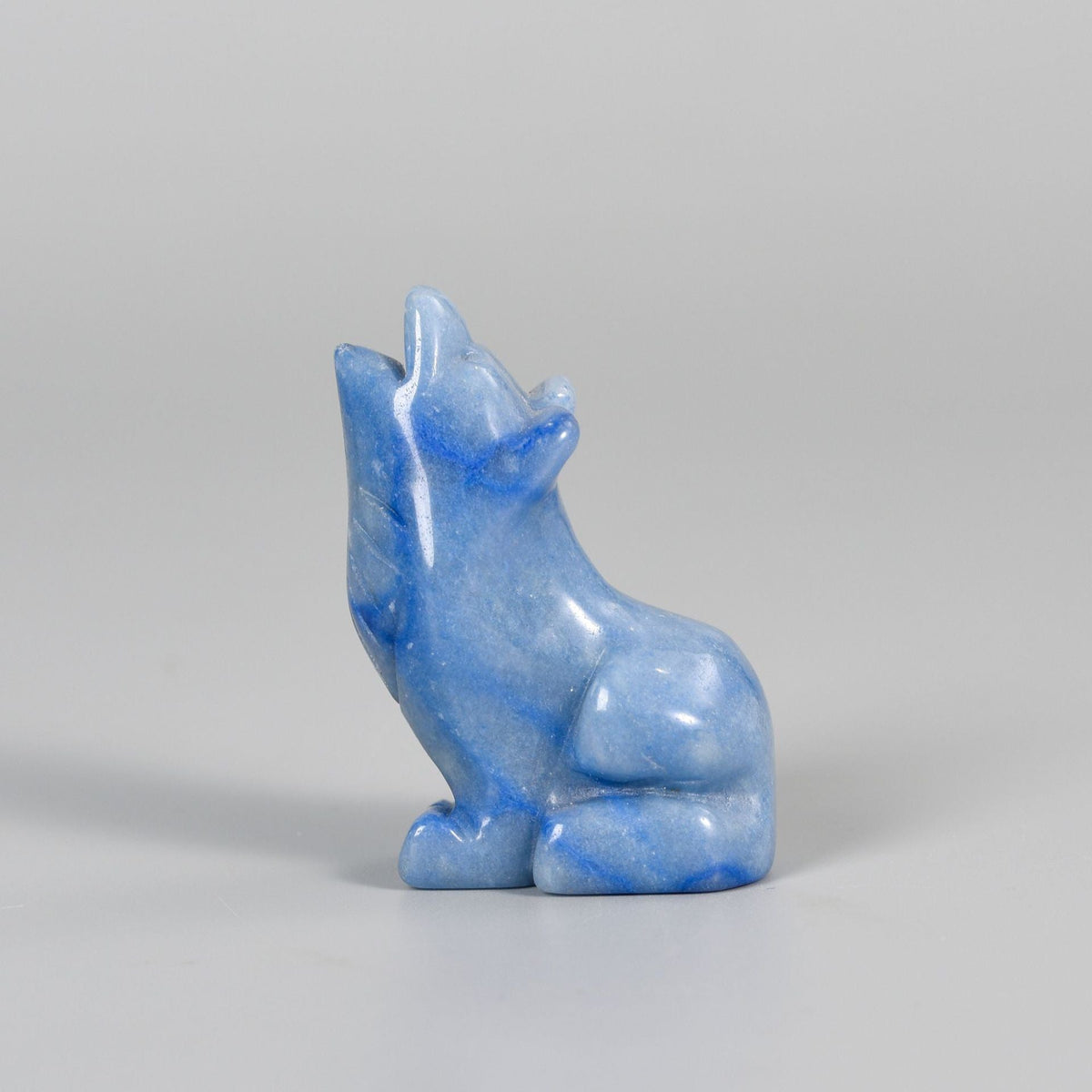 Hand Carved Wolf Statue – 50mm Natural Gemstone Animal Figurine for Home Decor Collectible Healing Gift
