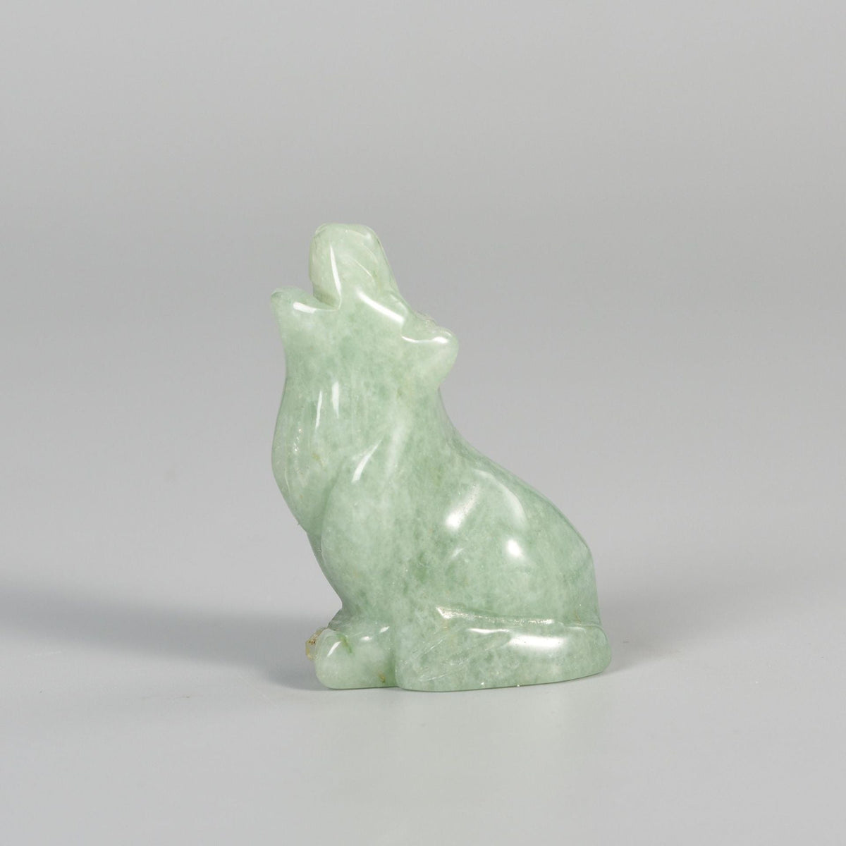Hand Carved Wolf Statue – 50mm Natural Gemstone Animal Figurine for Home Decor Collectible Healing Gift