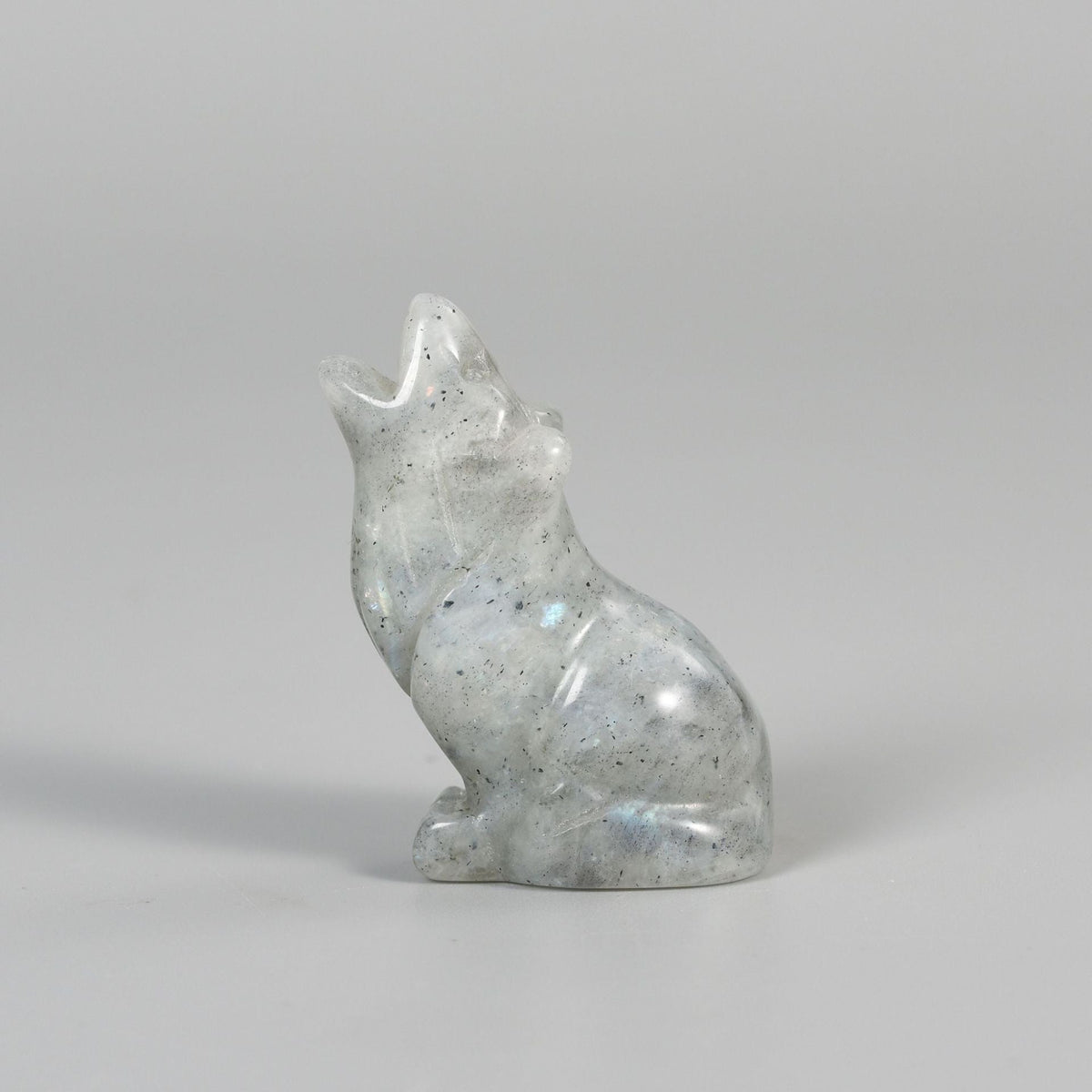 Hand Carved Wolf Statue – 50mm Natural Gemstone Animal Figurine for Home Decor Collectible Healing Gift