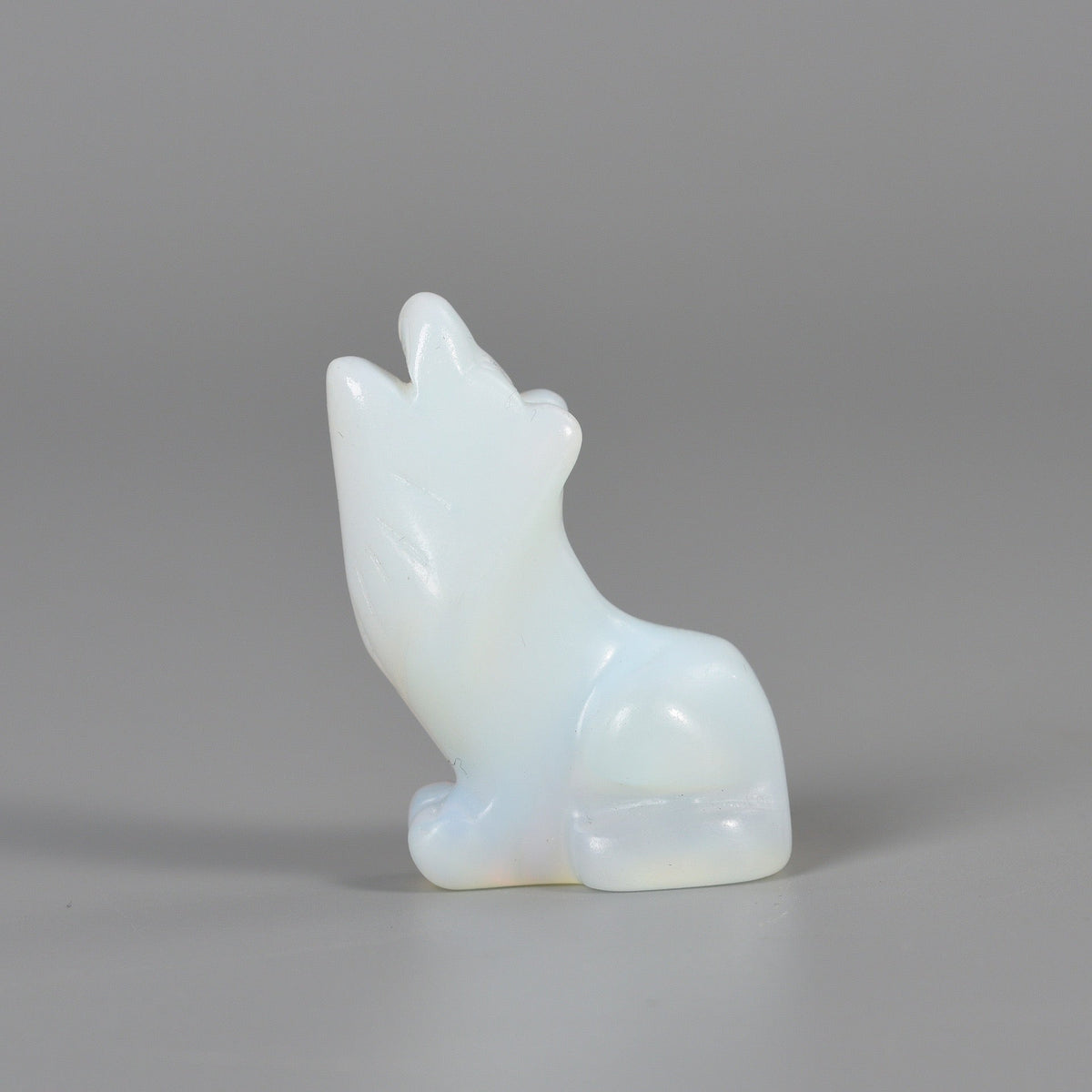 Hand Carved Wolf Statue – 50mm Natural Gemstone Animal Figurine for Home Decor Collectible Healing Gift