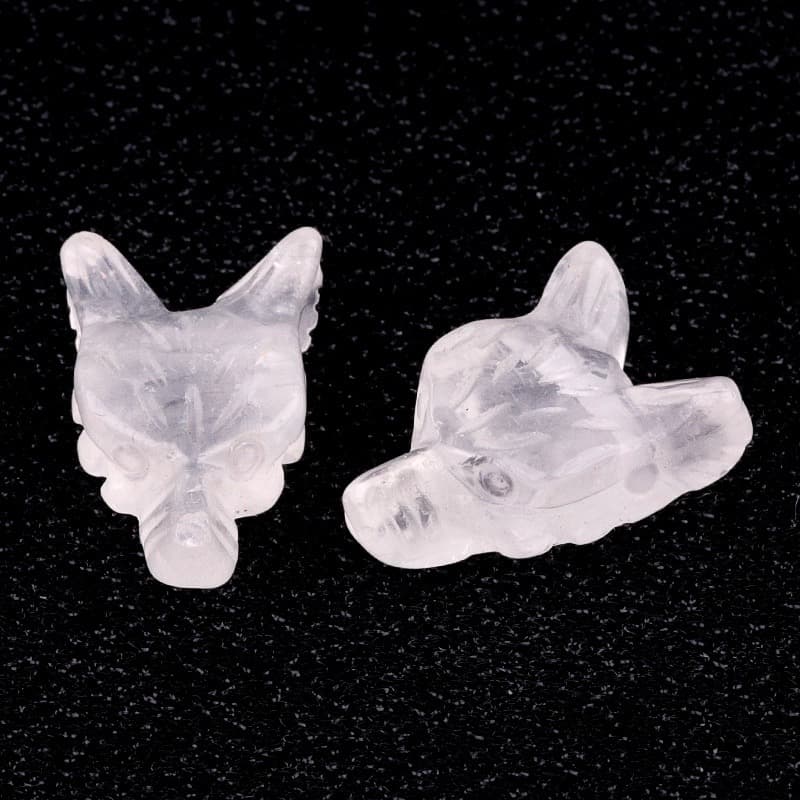 Hand Carved Wolf Head Statue – 40mm Natural Gemstone Animal Figurine for Home Decor Collectible Healing Gift