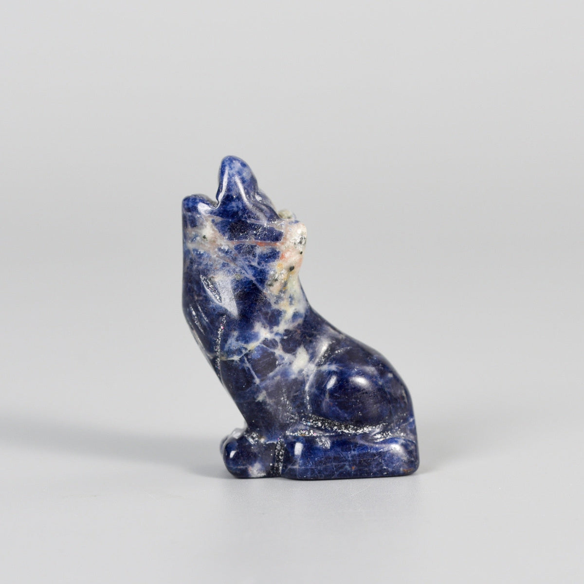 Hand Carved Wolf Statue – 50mm Natural Gemstone Animal Figurine for Home Decor Collectible Healing Gift