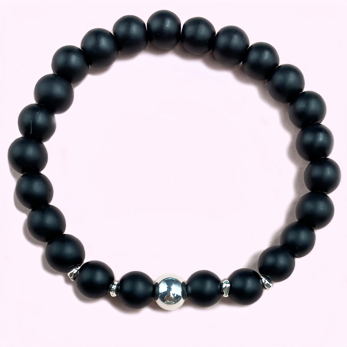 8mm Matte Onyx Crystal Bracelet – Handmade Protection Healing Gemstone Bracelet, Beaded Stretch Spiritual Jewelry Gift for Women