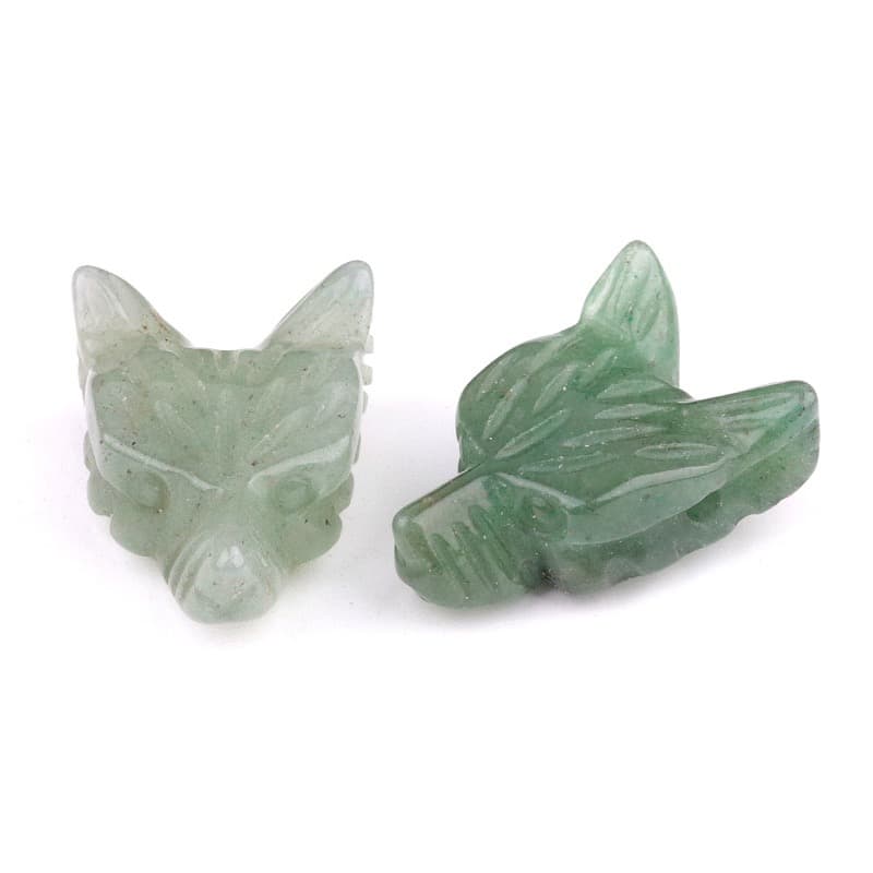 Hand Carved Wolf Head Statue – 40mm Natural Gemstone Animal Figurine for Home Decor Collectible Healing Gift