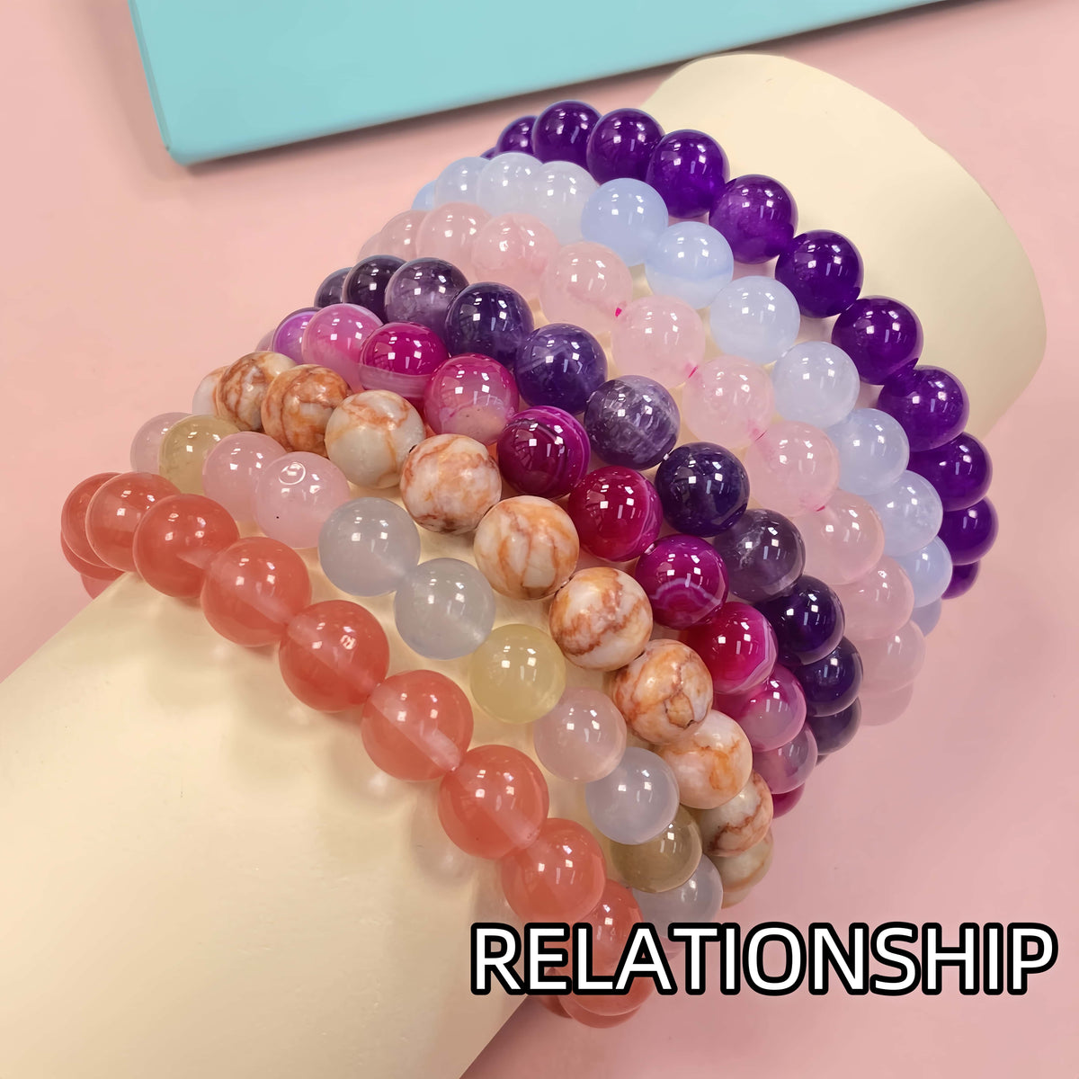 Natural Healing Crystal Bracelet Set of 8 – 8mm Handmade Beaded Stretch Gemstone Jewelry, Chakra Spiritual Bracelets Gift for Women