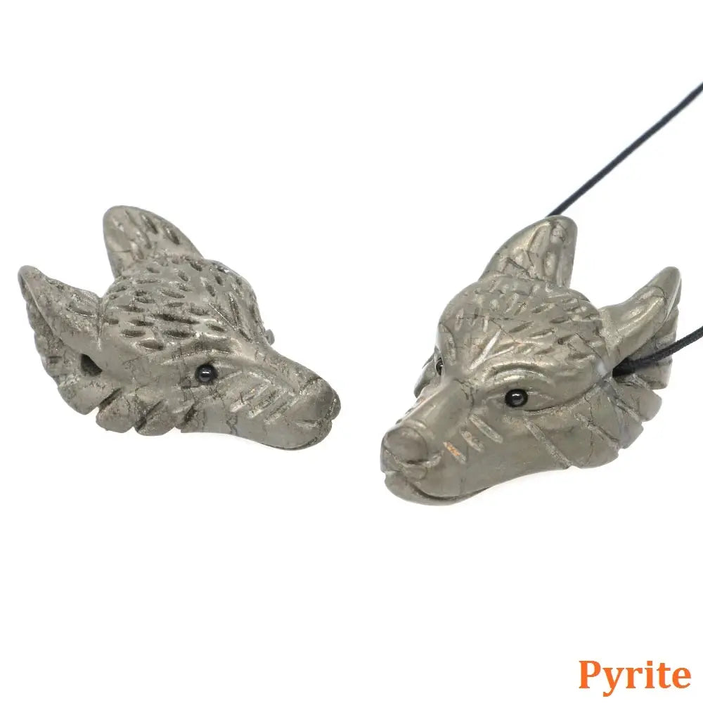 Hand Carved Wolf Head Statue – 40mm Natural Gemstone Animal Figurine for Home Decor Collectible Healing Gift
