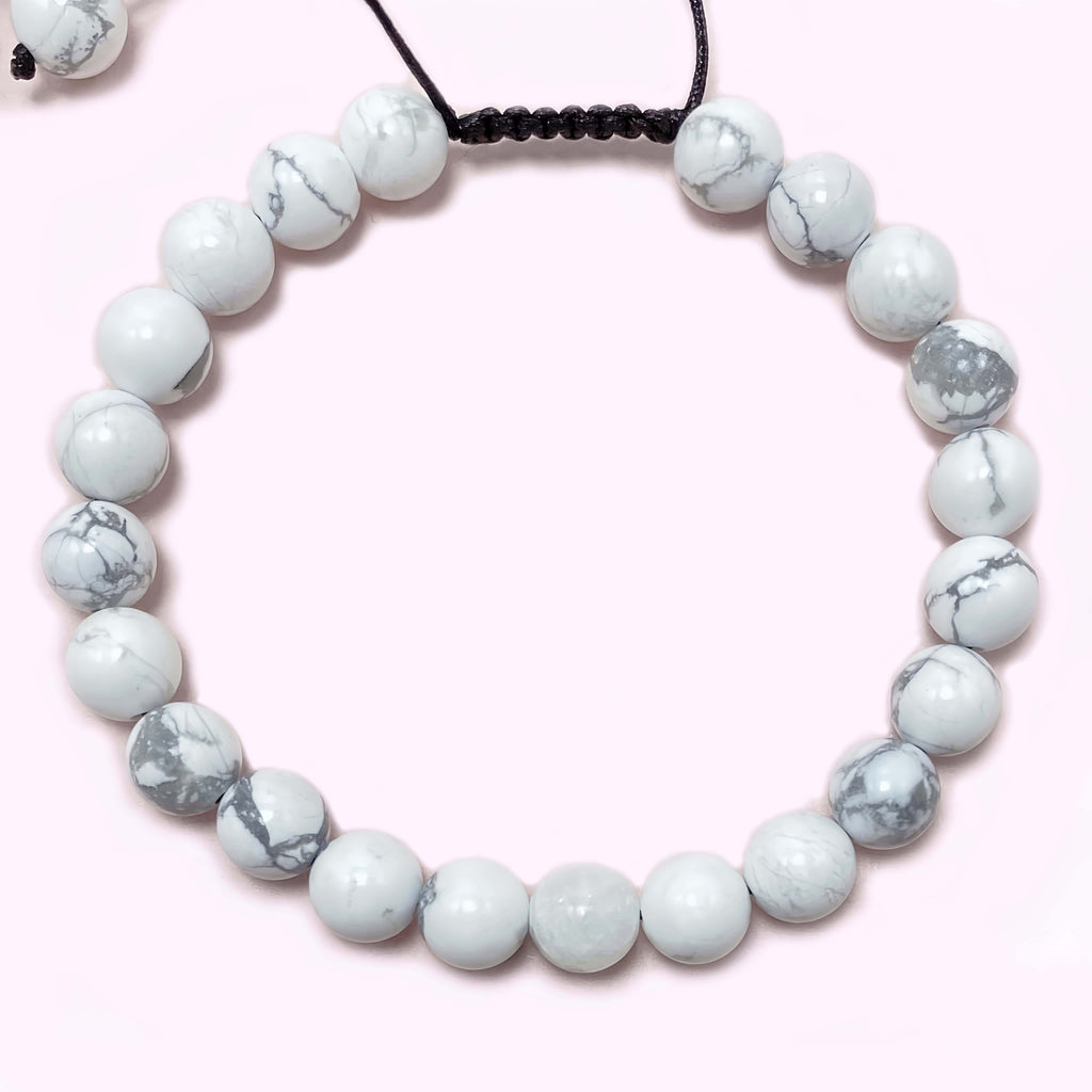 Howlite to Help Lower Stress & Anxiety Level Braided Rope Crystal Bracelet