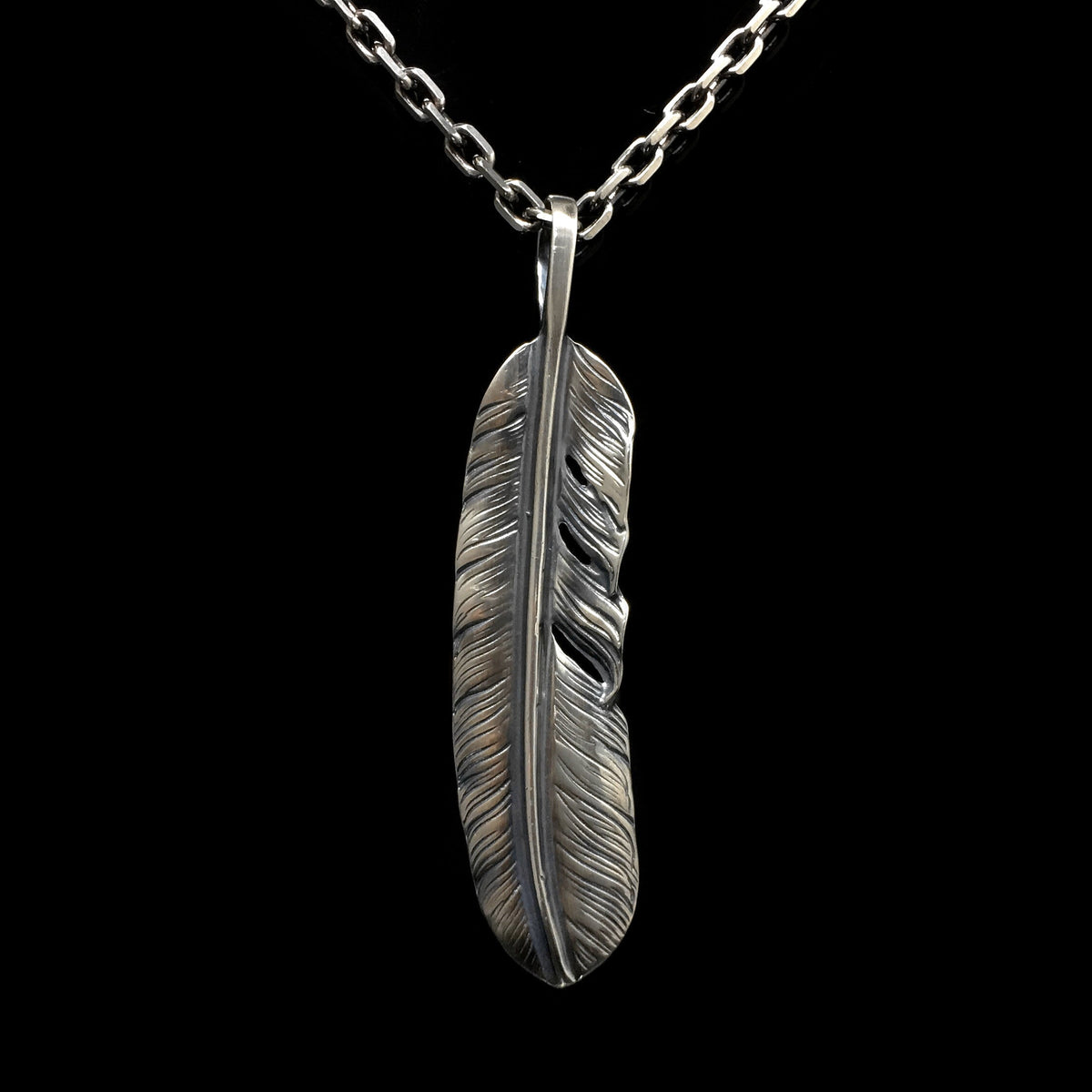 Left Feather Simple Leaf Retro 925 Silver Goro Takahashi Pendant