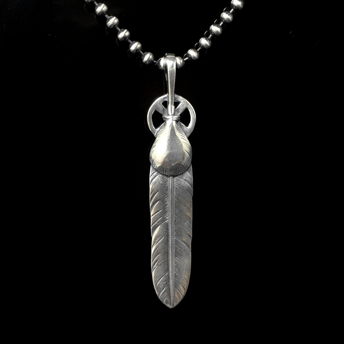 Small Feather Leaf Retro 925 Silver Pendant Takahashi Goro