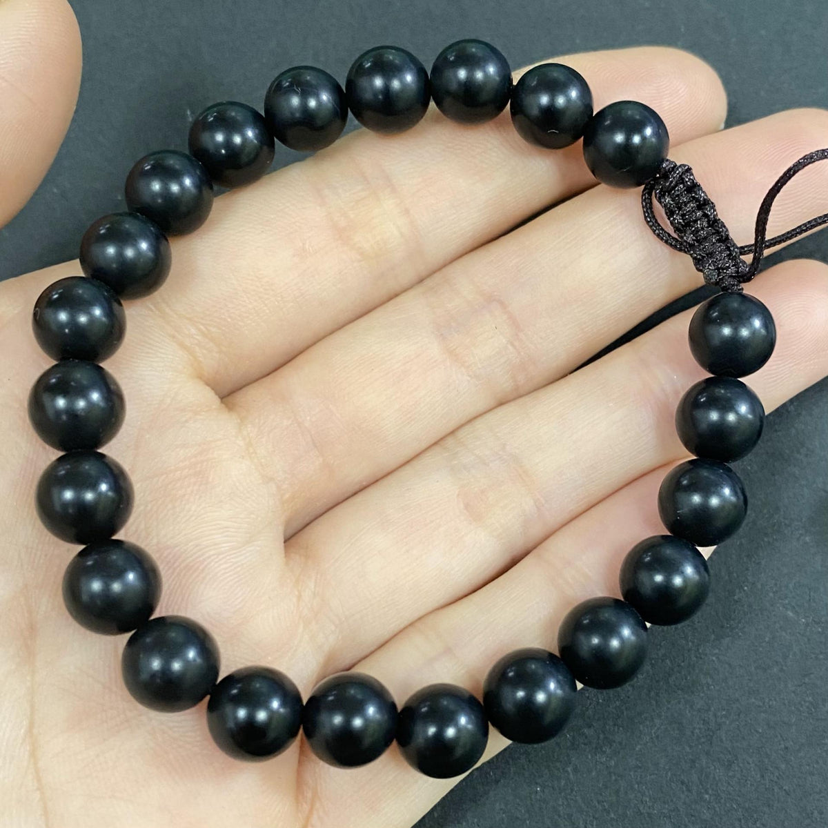 Matte Onyx Crystal Bracelet – 8mm Braided Rope Beaded Protection Bracelet for Women, 7.5 Inch Spiritual Amulet Jewelry Gift for Her