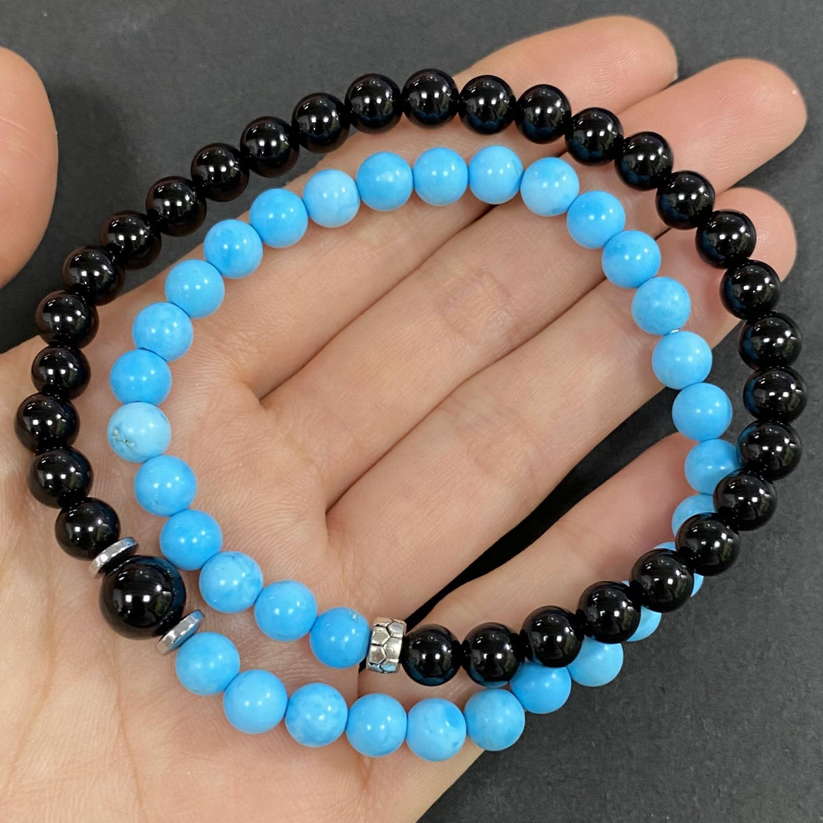 6mm Turquoise Crystal Bracelet – Handmade Calming Healing Gemstone Bracelet, Beaded Stretch Meditation Jewelry Gift for Women