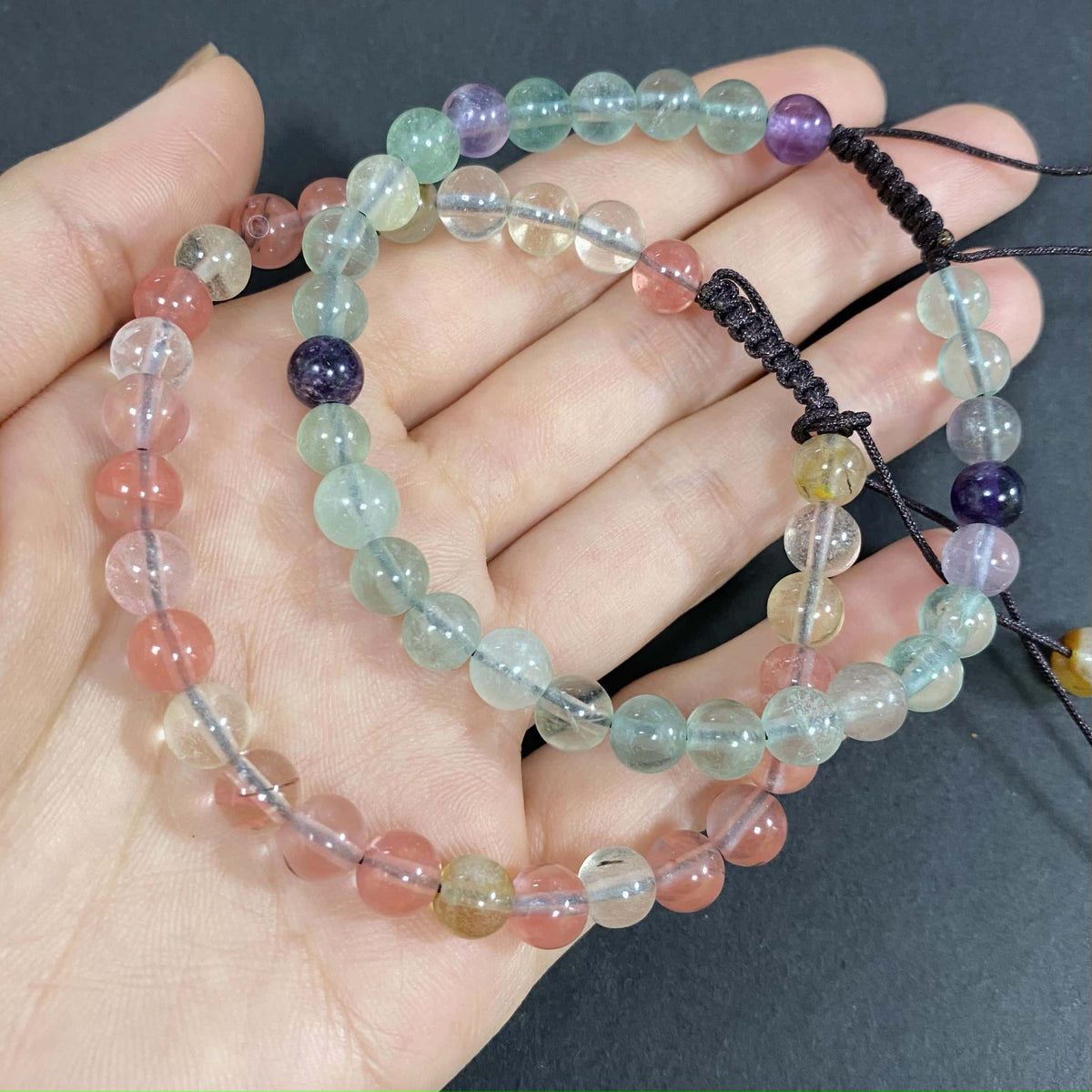 Double Strand Cherry Quartz to Help Lower Stress & Anxiety Level Crystal Bracelet
