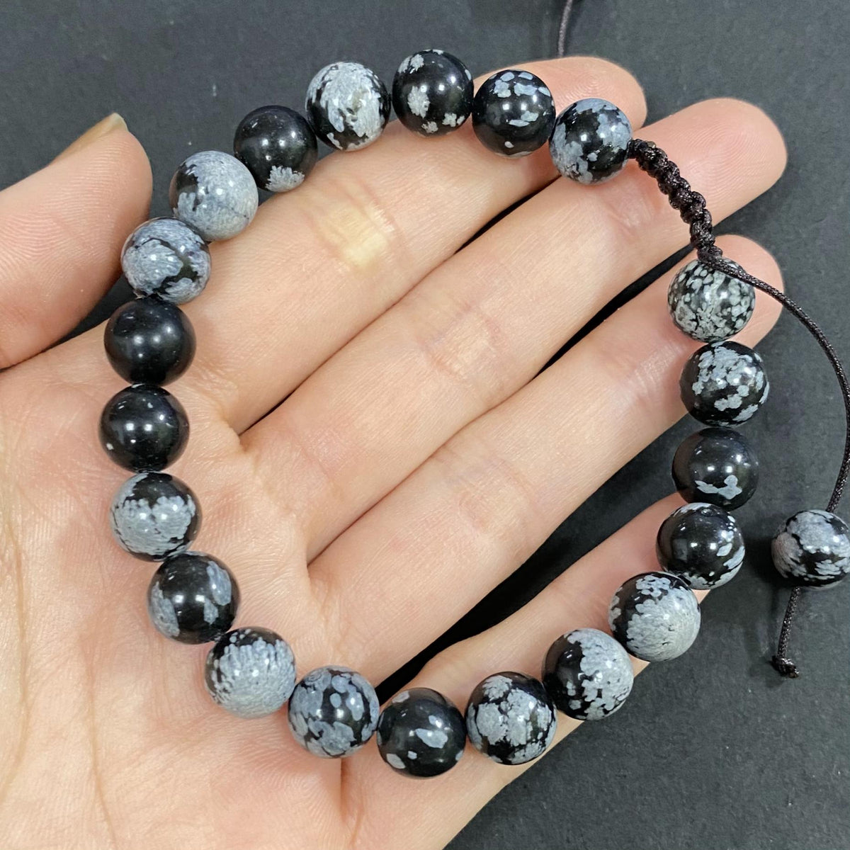 Snowflake Obsidian and Tigers Eye Crystal Bracelet – 8mm Beaded Protection Bracelet for Women, 7.5 Inch Handmade Protection Jewelry Gift for Women