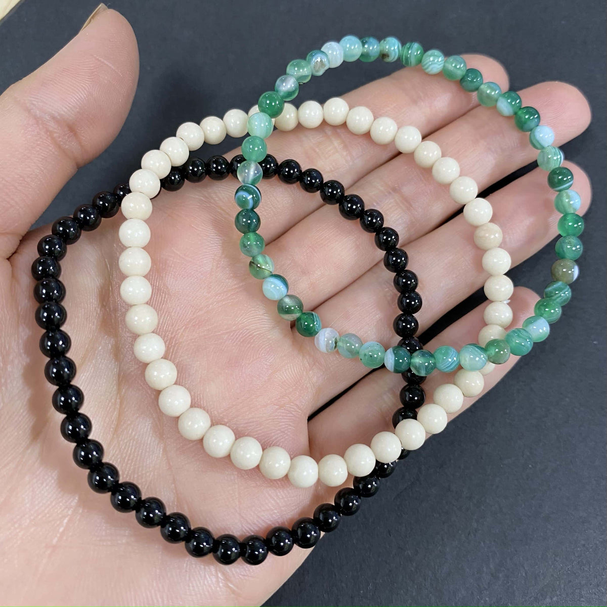 4mm Green Agate Crystal Bracelet – Handmade Wellness Healing Gemstone Bracelet, Beaded Stretch Spiritual Jewelry Gift for Women