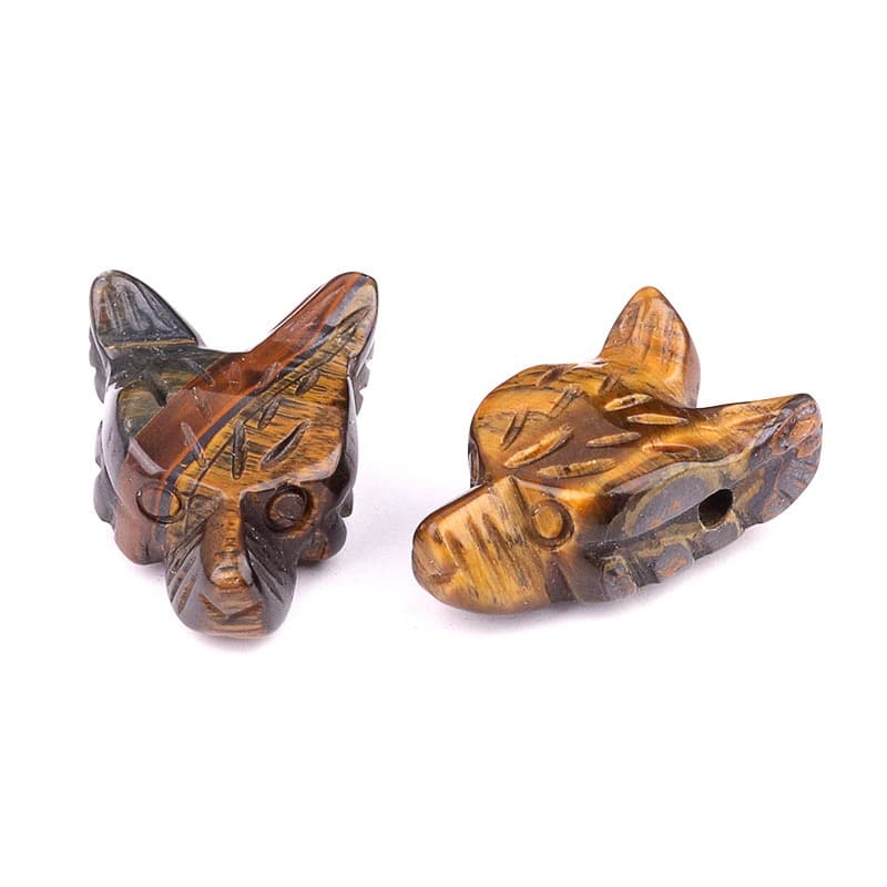 Hand Carved Wolf Head Statue – 40mm Natural Gemstone Animal Figurine for Home Decor Collectible Healing Gift