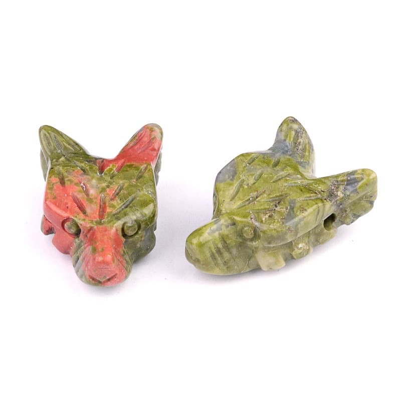 Hand Carved Wolf Head Statue – 40mm Natural Gemstone Animal Figurine for Home Decor Collectible Healing Gift