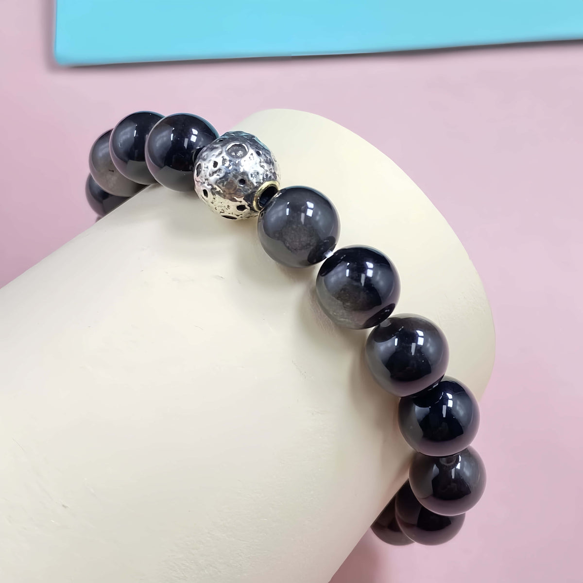 Silver Obsidian with Moon for Weight Loss Crystal Bracelet