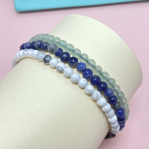 4mm Triple Strand Aventurine Crystal Bracelet – Handmade Calming Healing Gemstone Bracelet, Beaded Stretch Meditation Jewelry Gift for Women