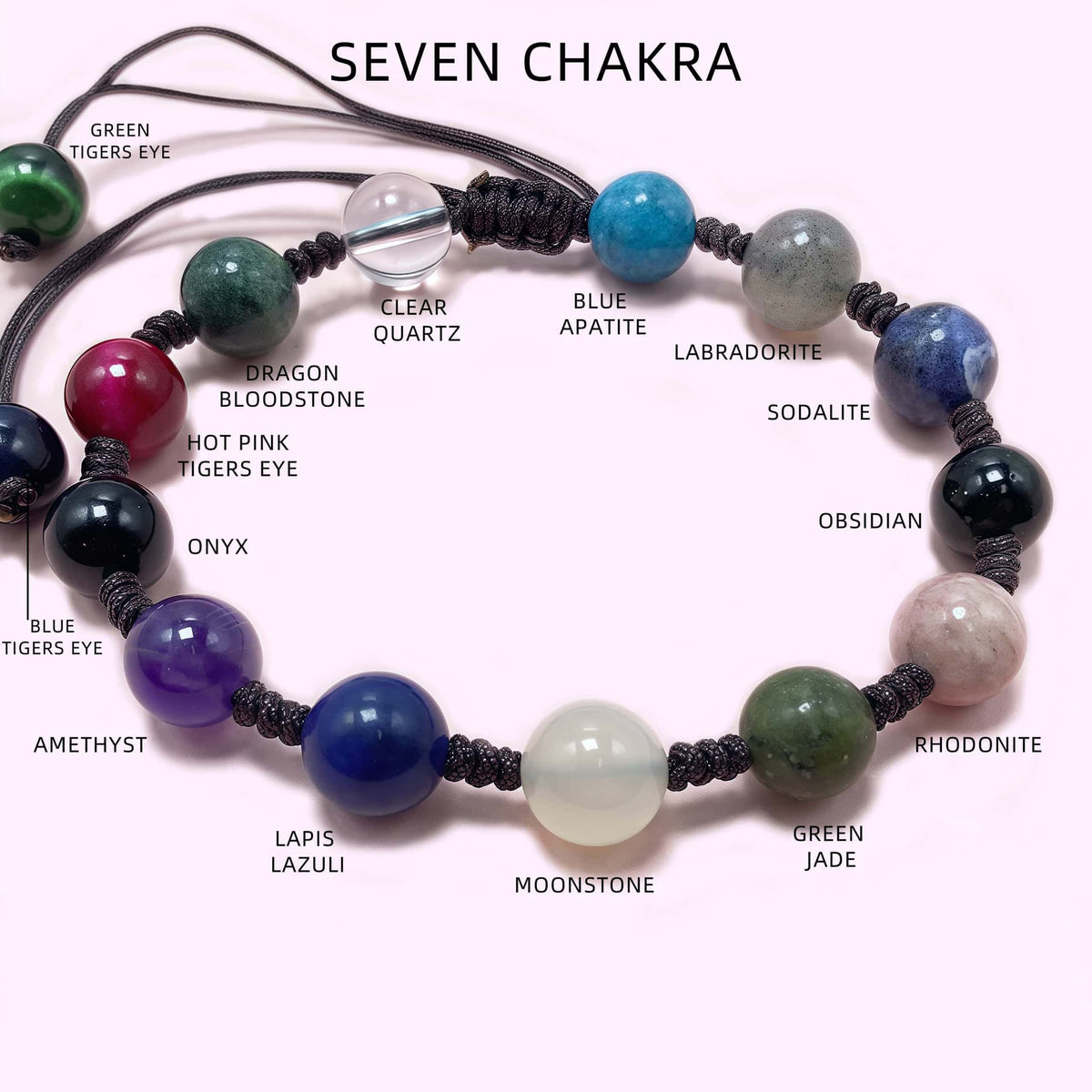 Colorful Seven Chakra Crystal Rope Braided Rope Bracelet