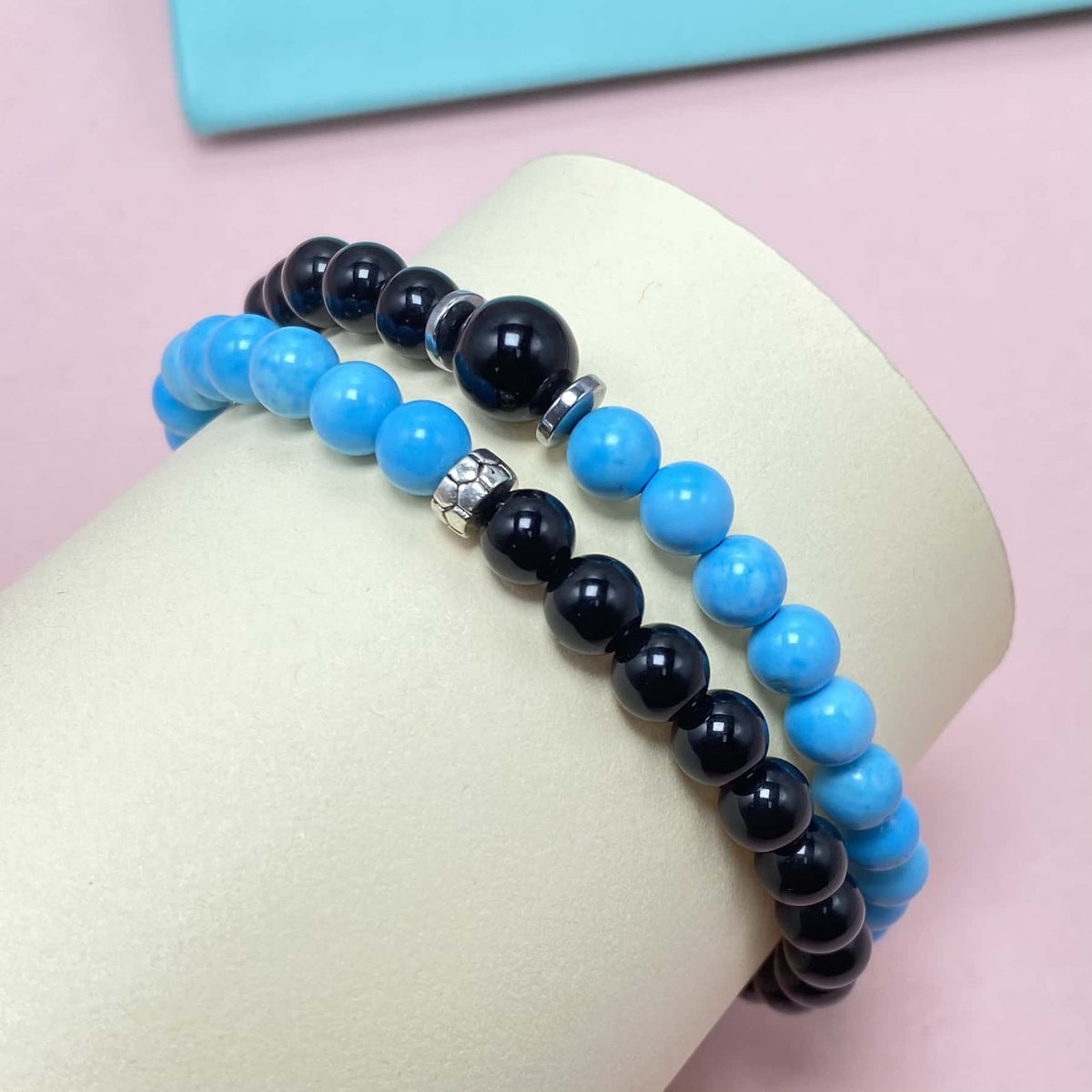 6mm Turquoise Crystal Bracelet – Handmade Calming Healing Gemstone Bracelet, Beaded Stretch Meditation Jewelry Gift for Women