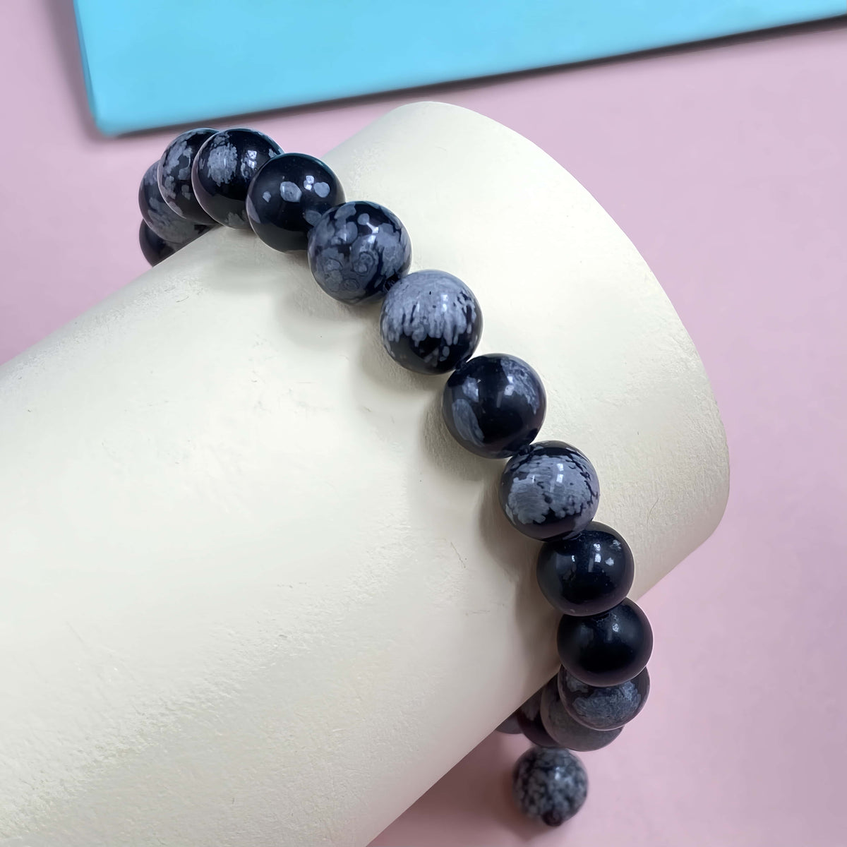 Snowflake Obsidian and Tigers Eye Crystal Bracelet – 8mm Beaded Protection Bracelet for Women, 7.5 Inch Handmade Protection Jewelry Gift for Women