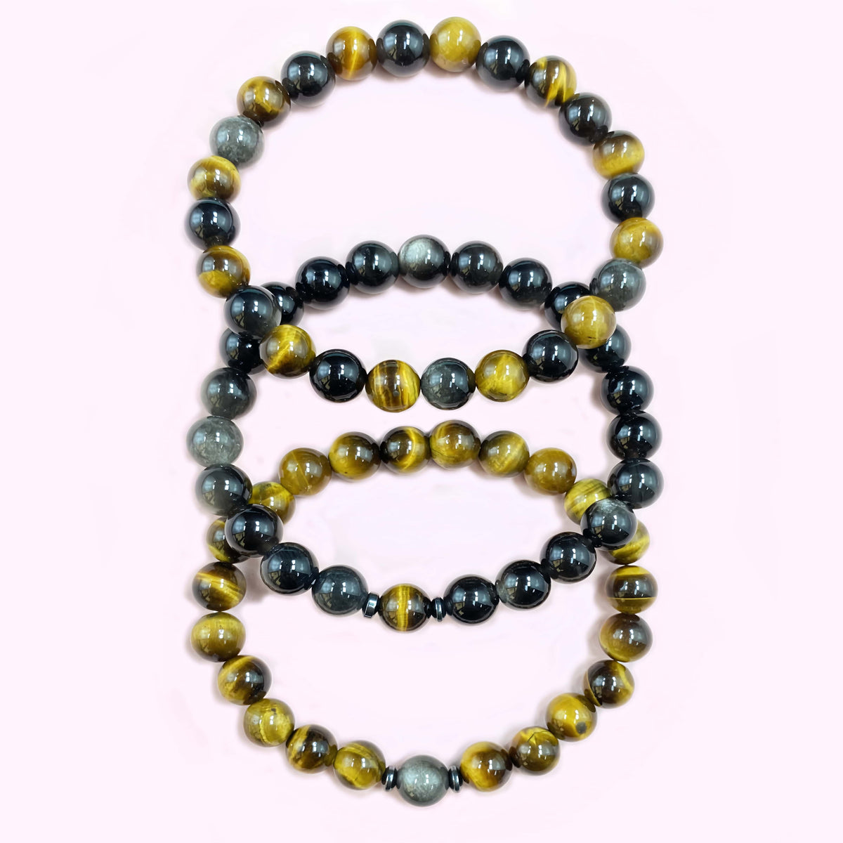 Triple Obsidian with Tigers Eye for Protection and Apotropaic Crystal Bracelet