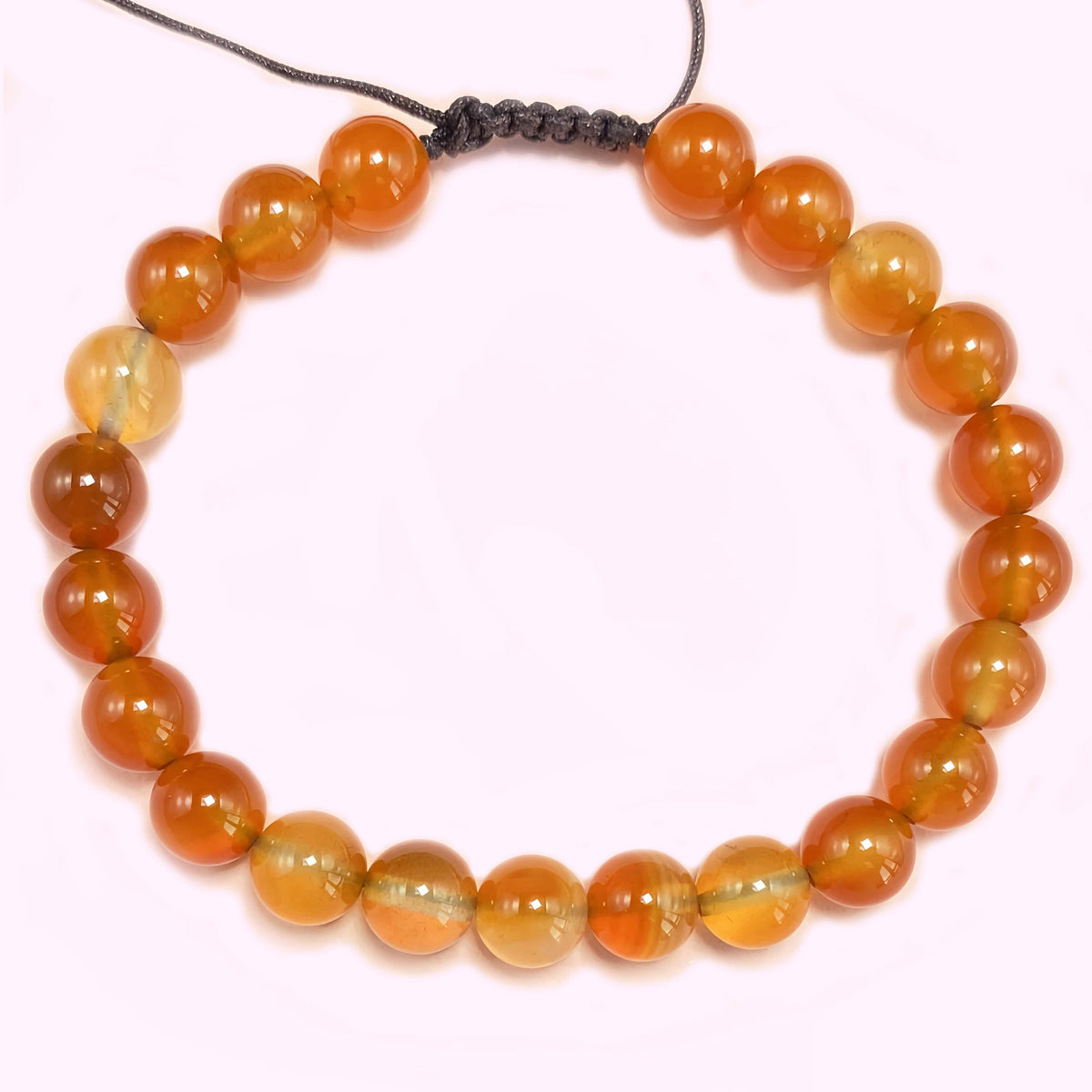 8mm Natural Carnelian Bracelet – Handmade Braided Rope Wealth & Career Jewelry, Adjustable Healing Crystal Spiritual Gift for Women