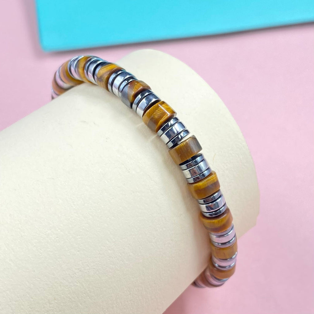 Triple Hematite with Tigers Eye for Weight Loss Crystal Bracelet