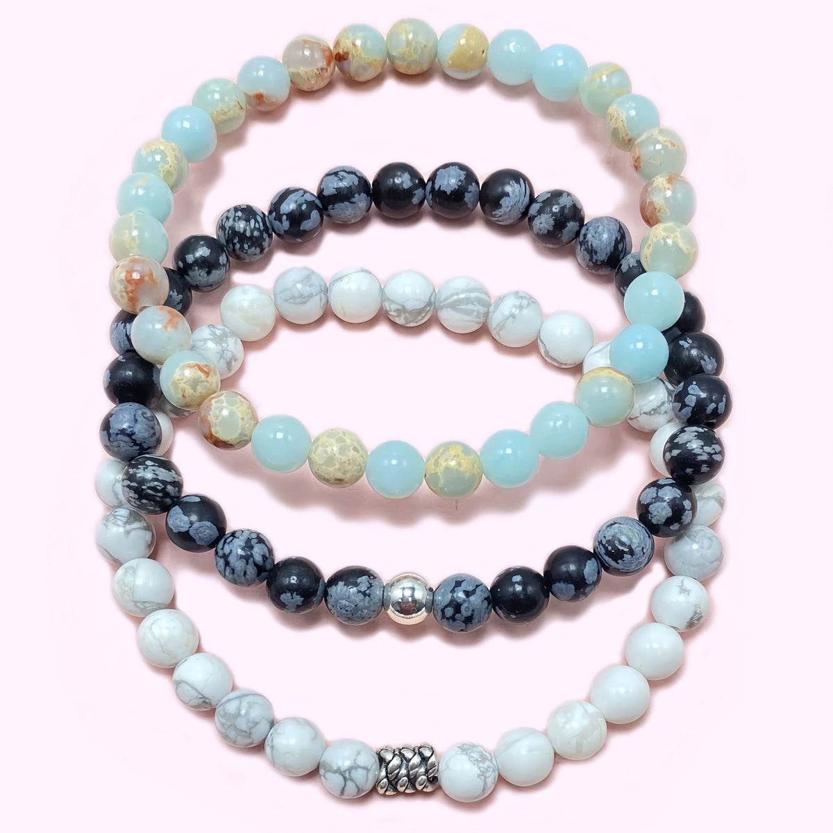 Triple Strand Howlite to Help Lower Stress & Anxiety Level Crystal Bracelet