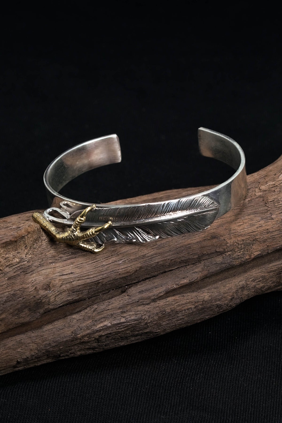 Takahashi Goro Feather Retro Sterling Silver Bangle