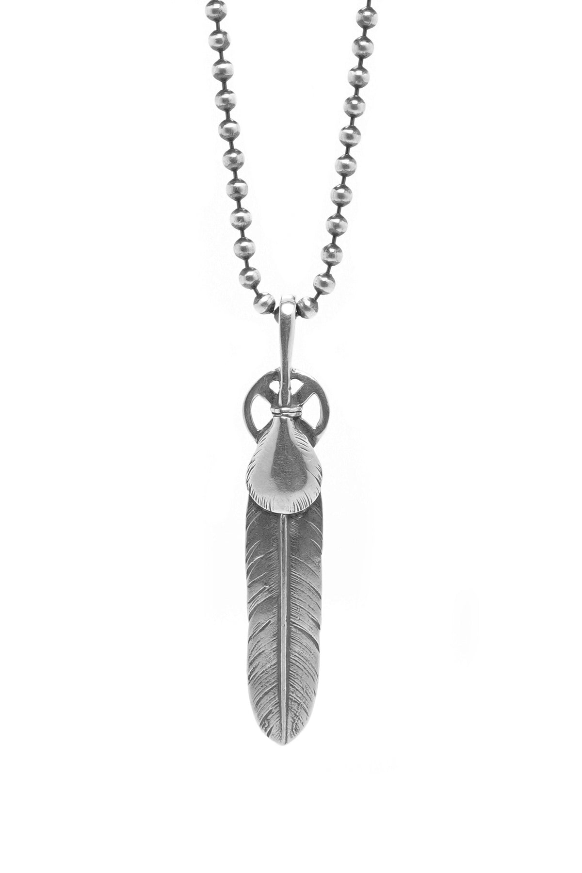 Small Feather Leaf Retro 925 Silver Pendant Takahashi Goro