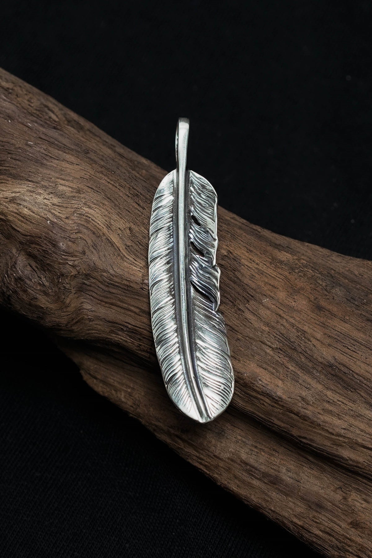 Left Feather Simple Leaf Retro 925 Silver Goro Takahashi Pendant