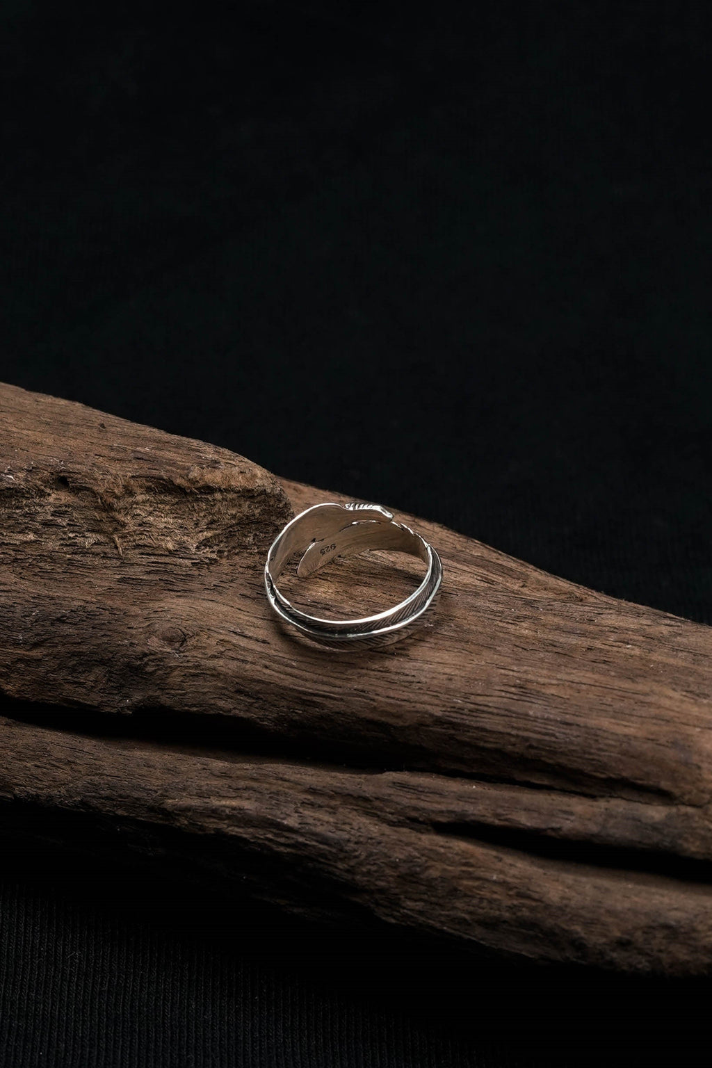 925 Sterling Silver Feather Ring