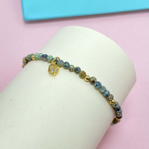 3-4mm African Turquoise Crystal Bracelet – Handmade Wellness Healing Gemstone Bracelet, Beaded Stretch Spiritual Jewelry Gift for Women