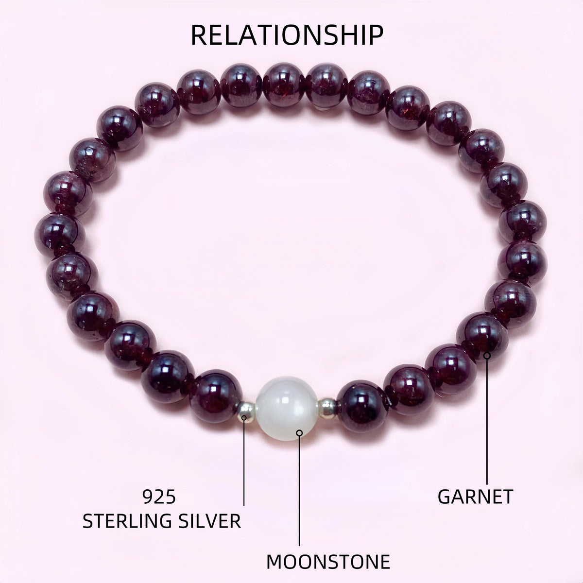 Red Garnet Crystal Bracelet for Love and Relationship
