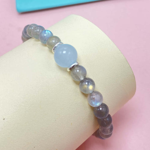 6mm Labradorite Crystal Bracelet – Handmade Calming Healing Gemstone Bracelet, Beaded Stretch Meditation Jewelry Gift for Women