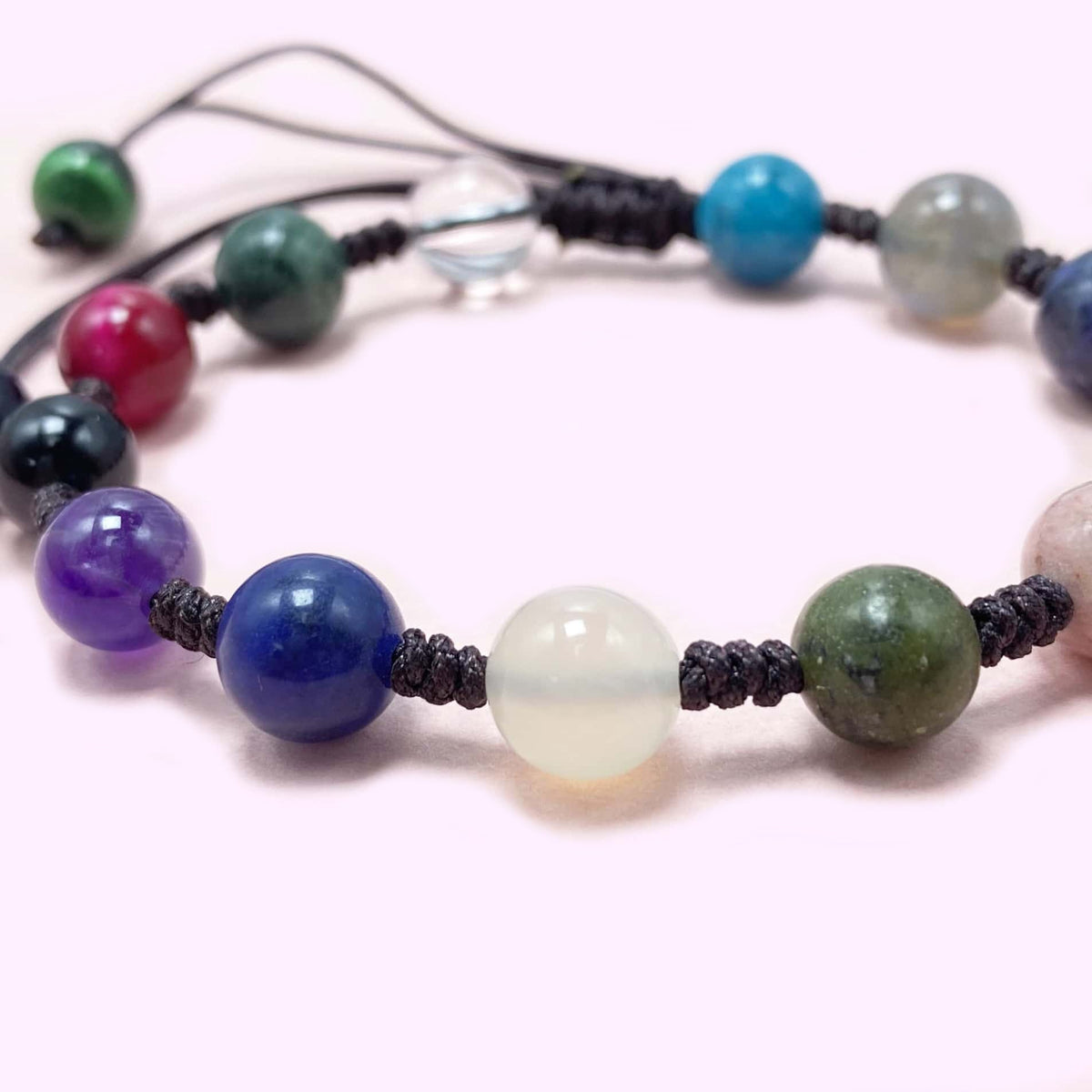 Colorful Seven Chakra Crystal Rope Braided Rope Bracelet