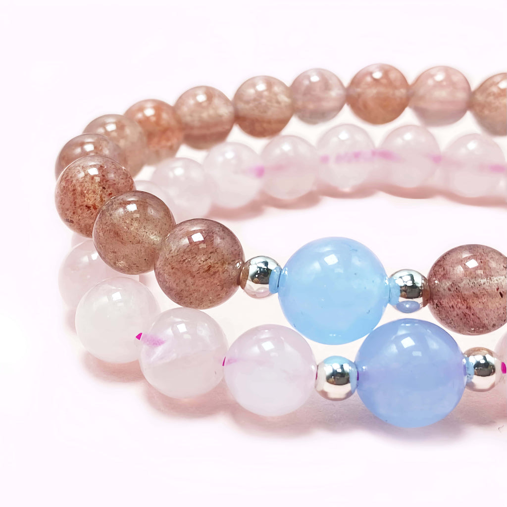 Double Strawberry Quartz Crystal Bracelet for Love and Relationship