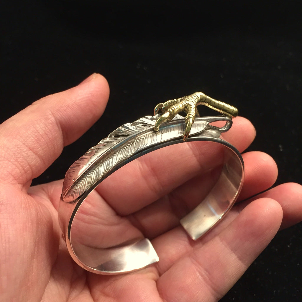 Takahashi Goro Feather Retro Sterling Silver Bangle