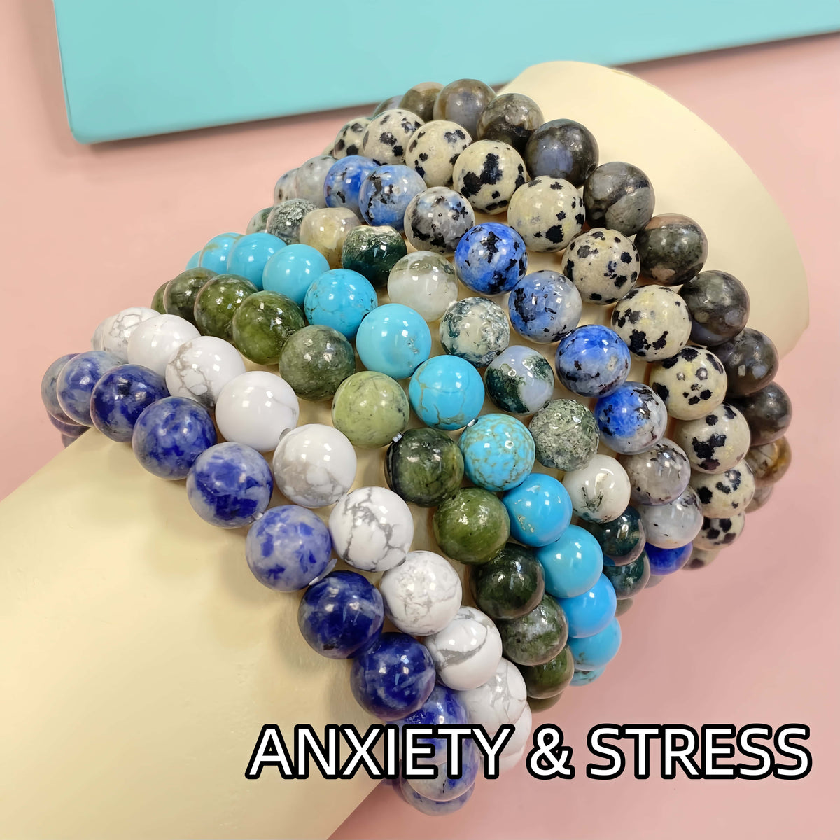Natural Healing Crystal Bracelet Set of 8 – 8mm Handmade Beaded Stretch Gemstone Jewelry, Chakra Spiritual Bracelets Gift for Women