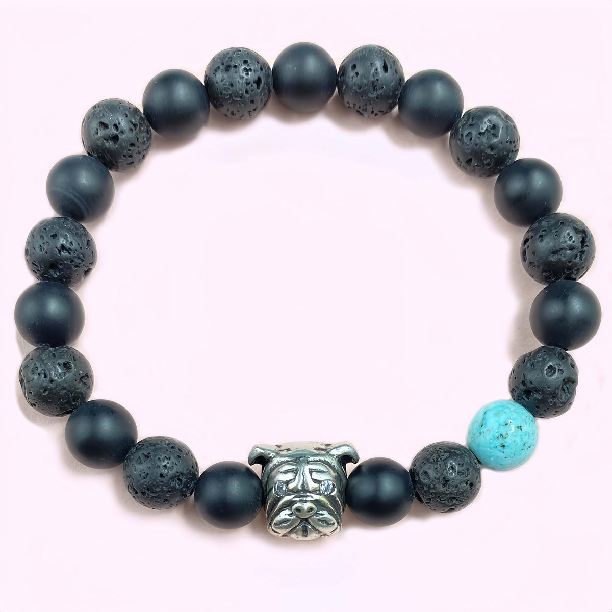 BullDog with Onyx for Protection and Apotropaic Crystal Bracelet