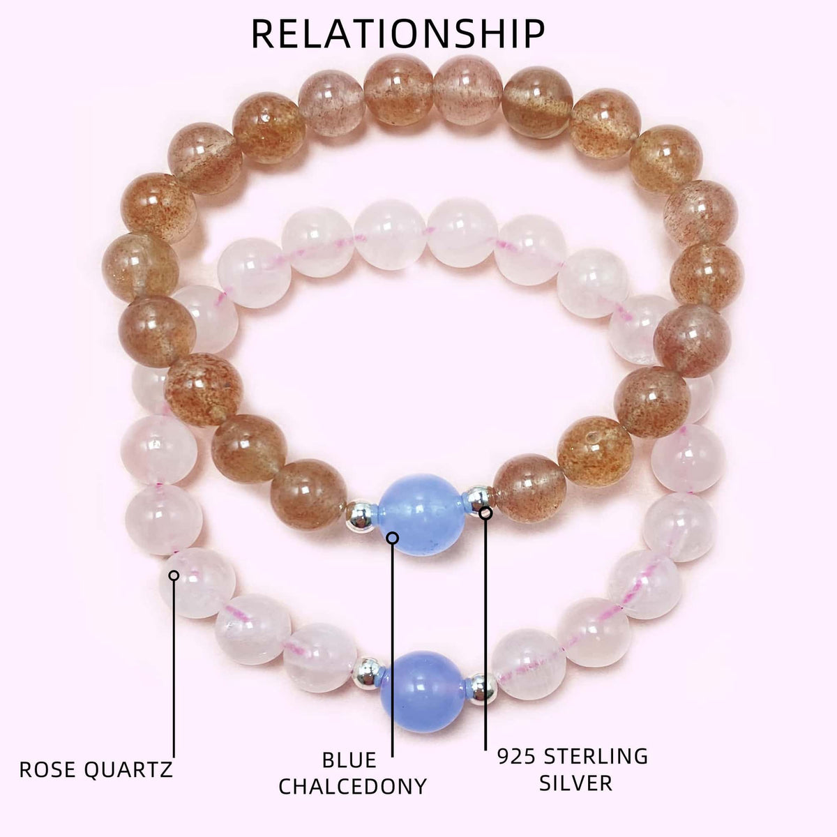 Double Strawberry Quartz Crystal Bracelet for Love and Relationship