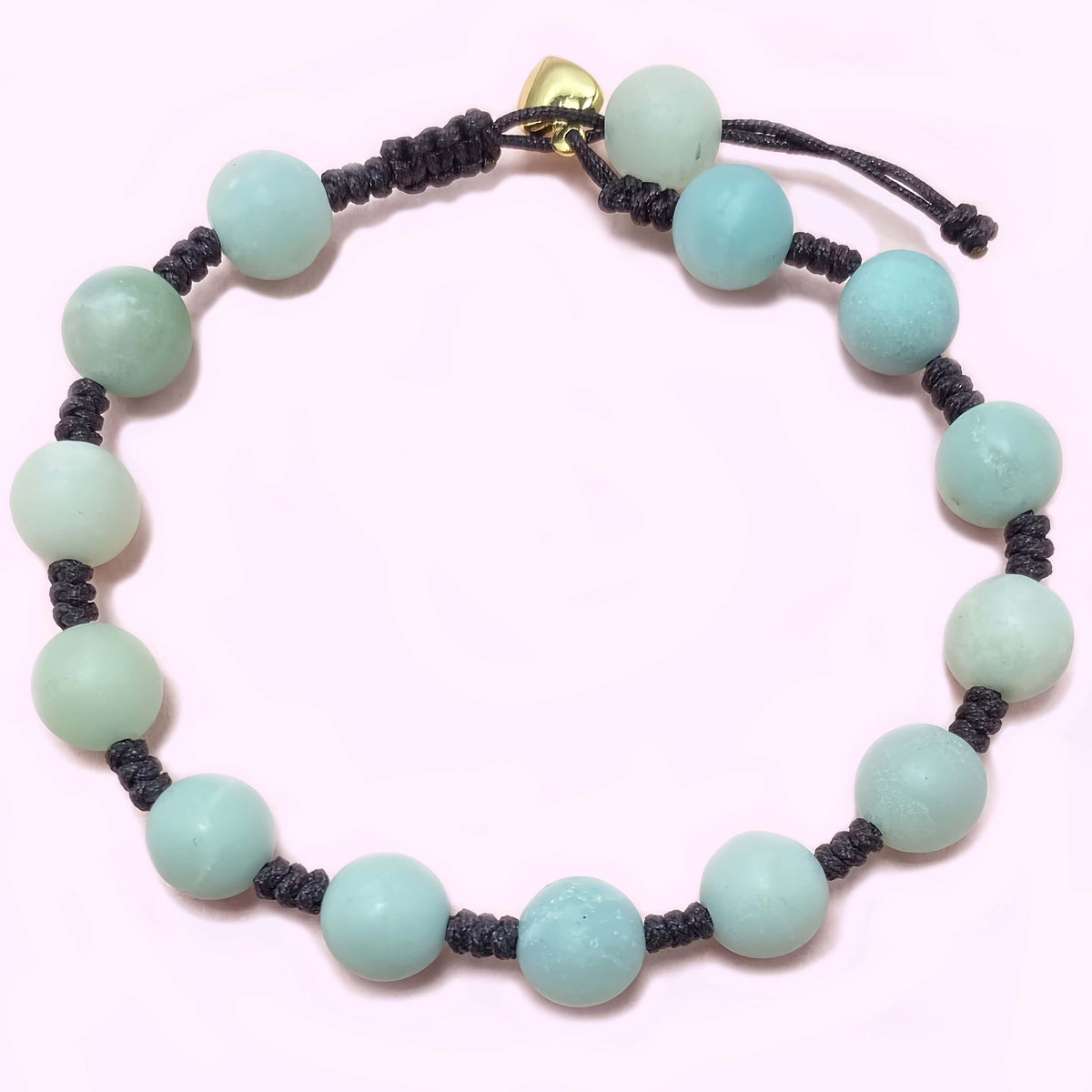 8mm Natural Blue Amazonite Bracelet – Handmade Braided Rope Wellness Healing Crystal Jewelry, Adjustable Spiritual Gemstone Gift for Women