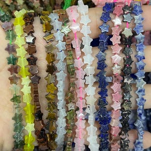 6mm Stone Star Beads Mini Crystal Star Beads Flat Star Shaped Gmestone Beads For Bracelet Necklace DIY Jewelry Making Carved Star Beads