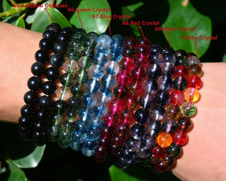 70 Kinds Of 6MM/8MM/10MM Round Gemstone bracelet- Free Shipping