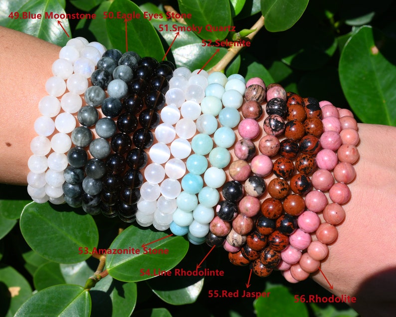 70 Kinds Of 6MM/8MM/10MM Round Gemstone bracelet- Free Shipping