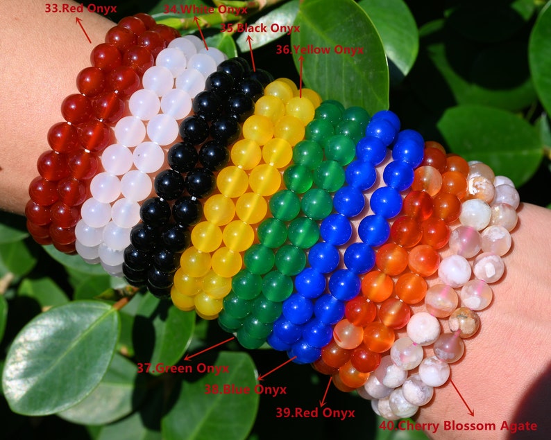 70 Kinds Of 6MM/8MM/10MM Round Gemstone bracelet- Free Shipping