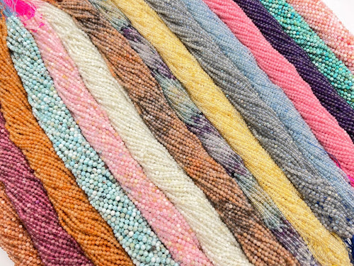 2mm 3mm 4mm Faceted Gemstone Beads – Natural Crystal Round Loose Beads Strand for DIY Jewelry Making