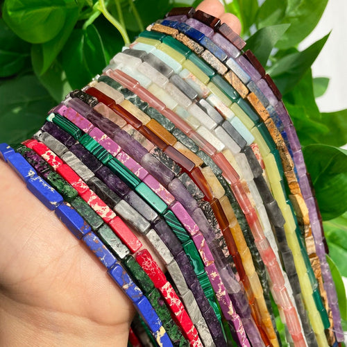 4x13mm Faceted Rectangle Gemstone Beads – Natural Stone Loose Spacer Beads, 15 Inch Strand for DIY Jewelry Making